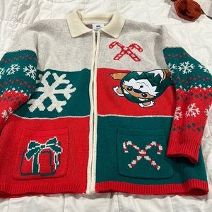 Disney Spirit Jersey Star Wars Ewok Holiday Zip up Adult Sweater size Xl